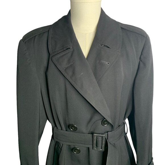 Vintage 40s WWII US Navy Uniform Trench Coat Size 41 Black Wool Unlined Belted - Picture 2 of 7